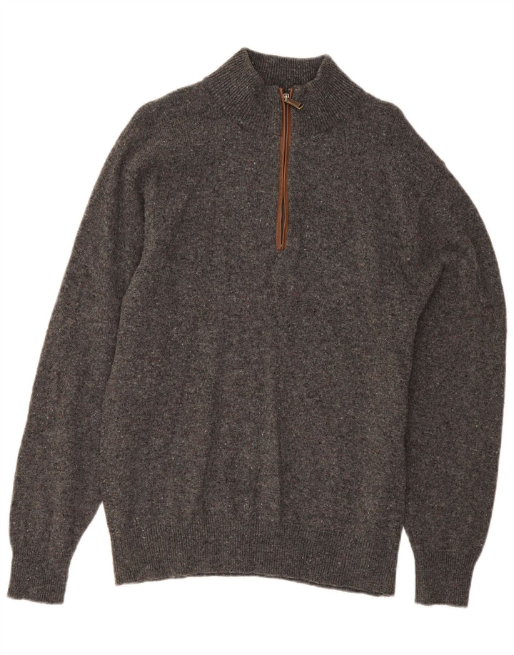 Orvis Herren-Pullover mit Reißverschluss am Hals, mittelgrau gesprenkelte Wolle