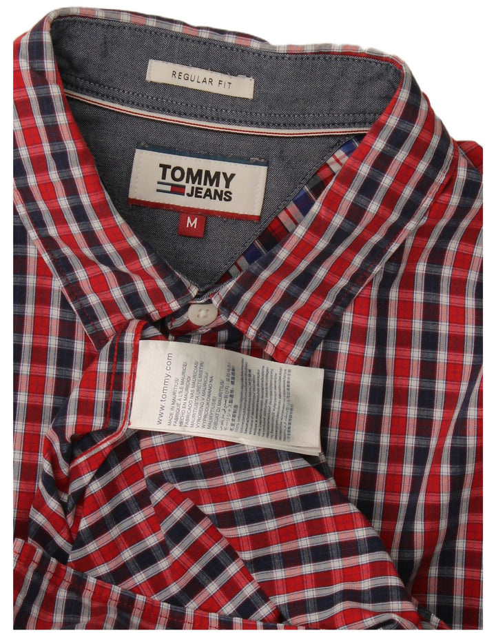 Tommy Hilfiger Herren-Hemd mit normaler Passform, mittelrot, kariert, Baumwolle
