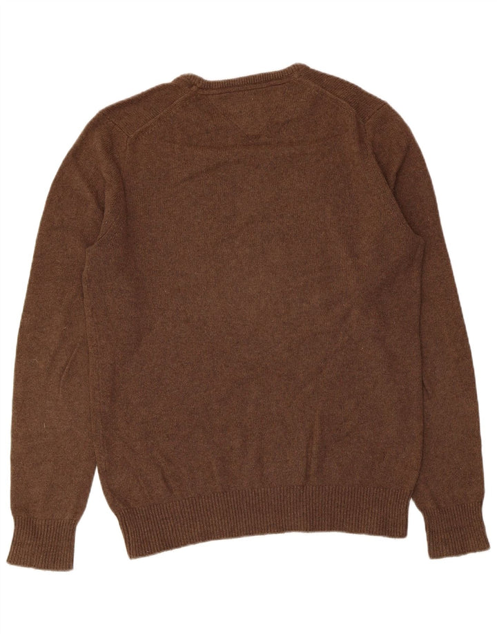 Tommy Hilfiger Herren-Pullover mit Rundhalsausschnitt, Größe S, braune Baumwolle
