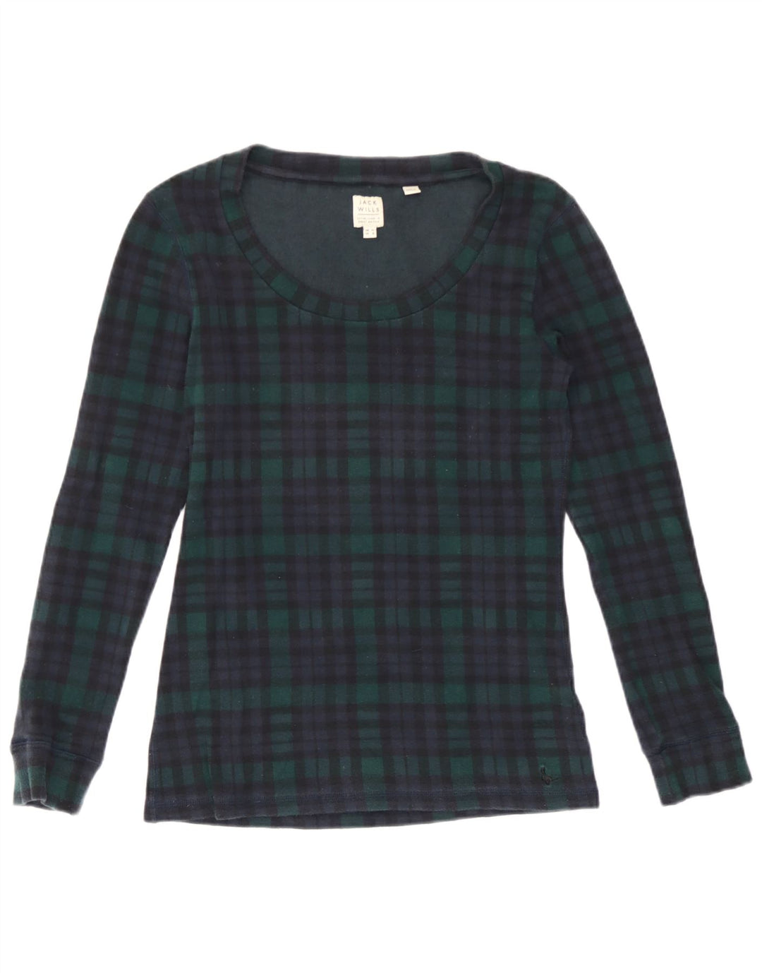Jack Wills Damen-Oberteil, langärmlig, UK 12, mittelgrün, kariert, Baumwolle
