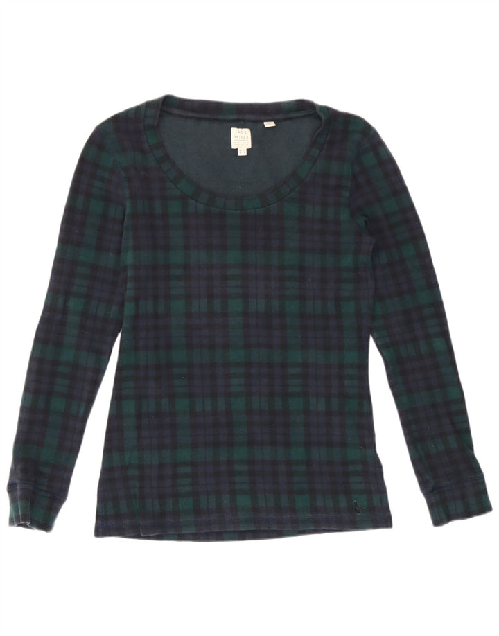 Jack Wills Damen-Oberteil, langärmlig, UK 12, mittelgrün, kariert, Baumwolle