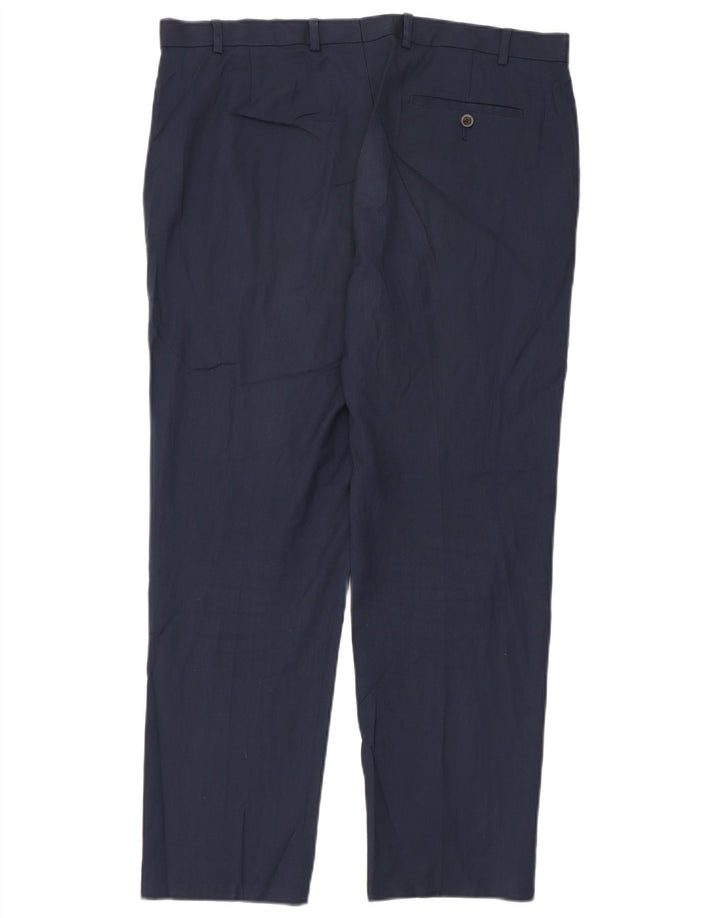Gerade Herren-Anzughose von Marks & Spencer, W38, L31, marineblaues Polyester