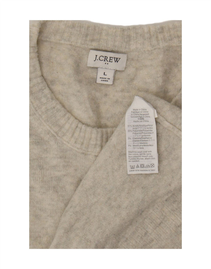 J. Crew Damen-Pullover mit Rundhalsausschnitt, Gr. 40, Größe L, Grau, Acryl