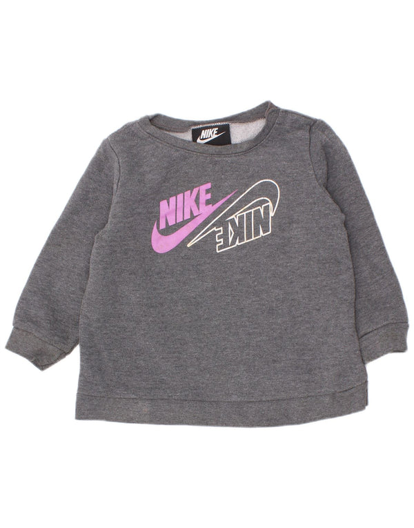 Nike Baby-Mädchen-Sweatshirt mit Grafik, 12–18 Monate, graue Baumwolle