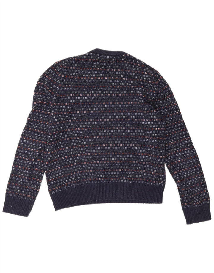 Gap Herren-Pullover mit Rundhalsausschnitt, mittlere marineblau gepunktete Wolle