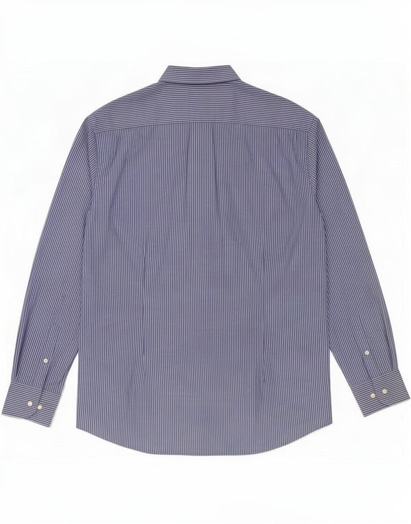 Dack's Herren-Slim-Fit-Hemd 2XL aus blauer Nadelstreifen-Baumwolle