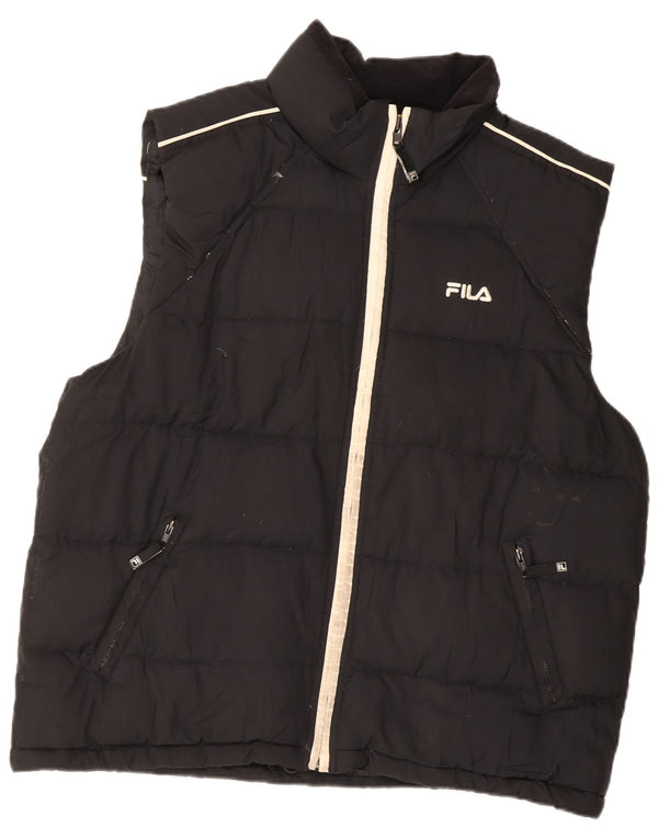 Fila Herren Wattierte Weste UK 40 Large Schwarz Polyester