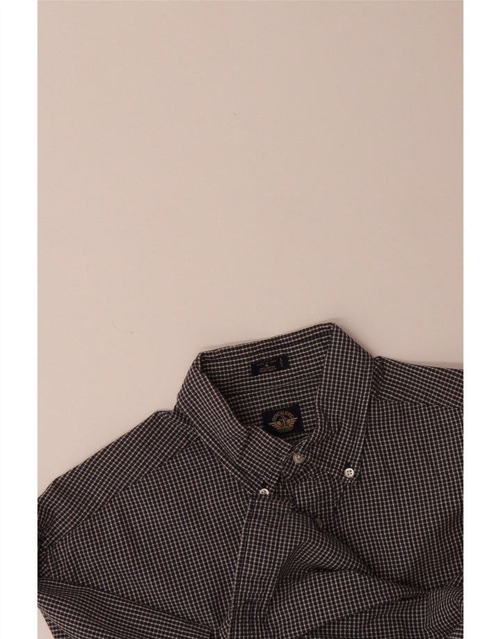 DOCKERS Mens Short Sleeve Shirt Medium Navy Blue Check Vintage Dockers and Second-Hand Dockers from Messina Hembry 
