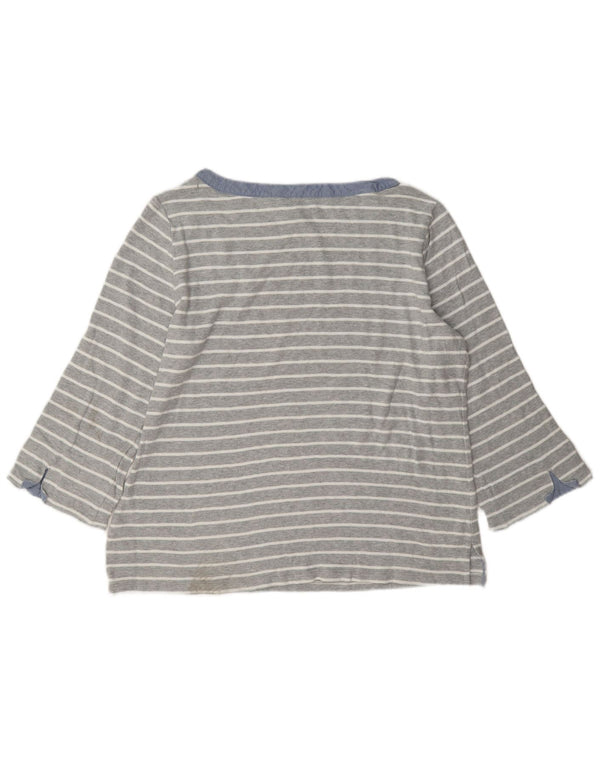 Nautica Damen-Top, 3/4-Ärmel, UK 18, XL, grau gestreift, Baumwolle