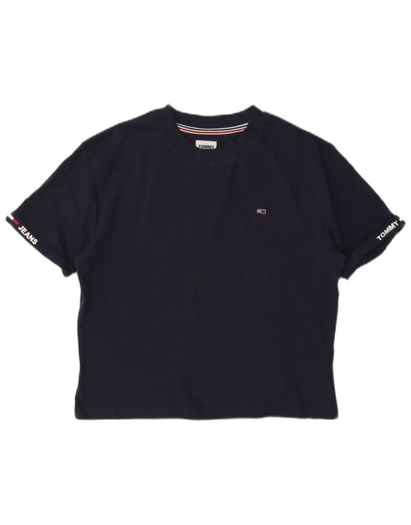 Tommy Hilfiger Grafik-T-Shirt für Damen, UK 10, Größe S, Marineblau, Baumwolle