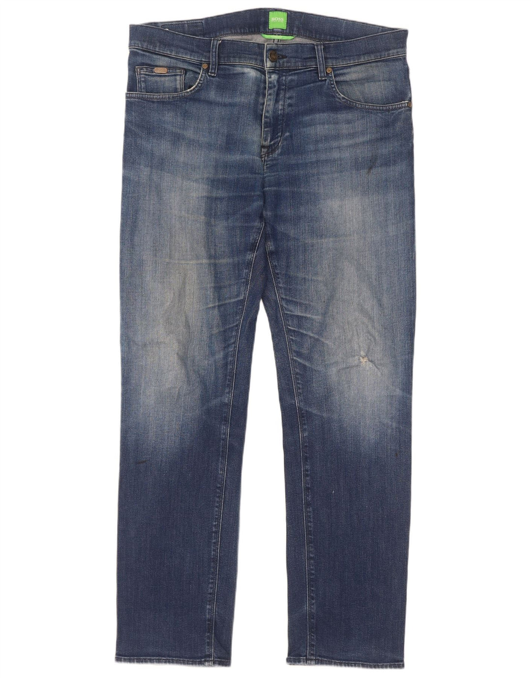 Hugo Boss Herren Straight Jeans W34 L32 Blaue Baumwolle