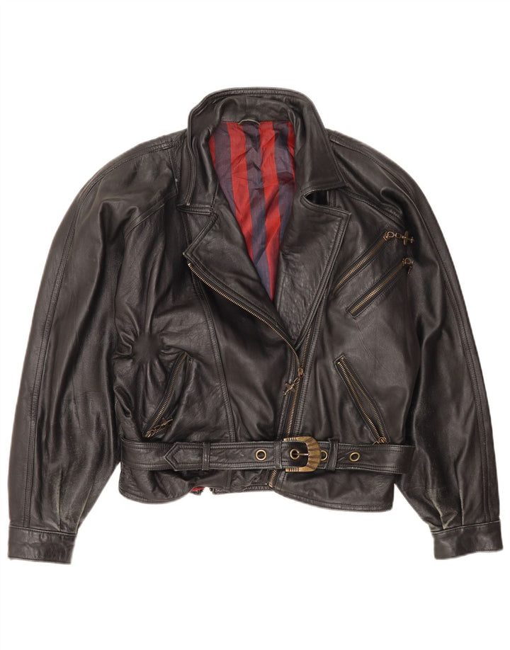 Yessica Damen Übergroße Crop Bikerjacke EU 38 Medium Schwarz