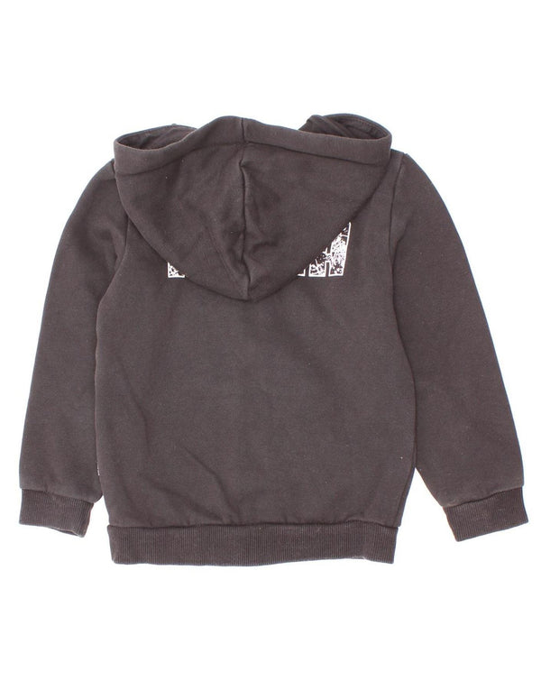 Puma Jungen Kapuzenpullover mit grafischem Reißverschluss, 3–4 Jahre, schwarze Baumwolle