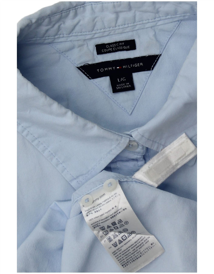 Tommy Hilfiger Damen-Hemd mit klassischer Passform, große blaue Baumwolle