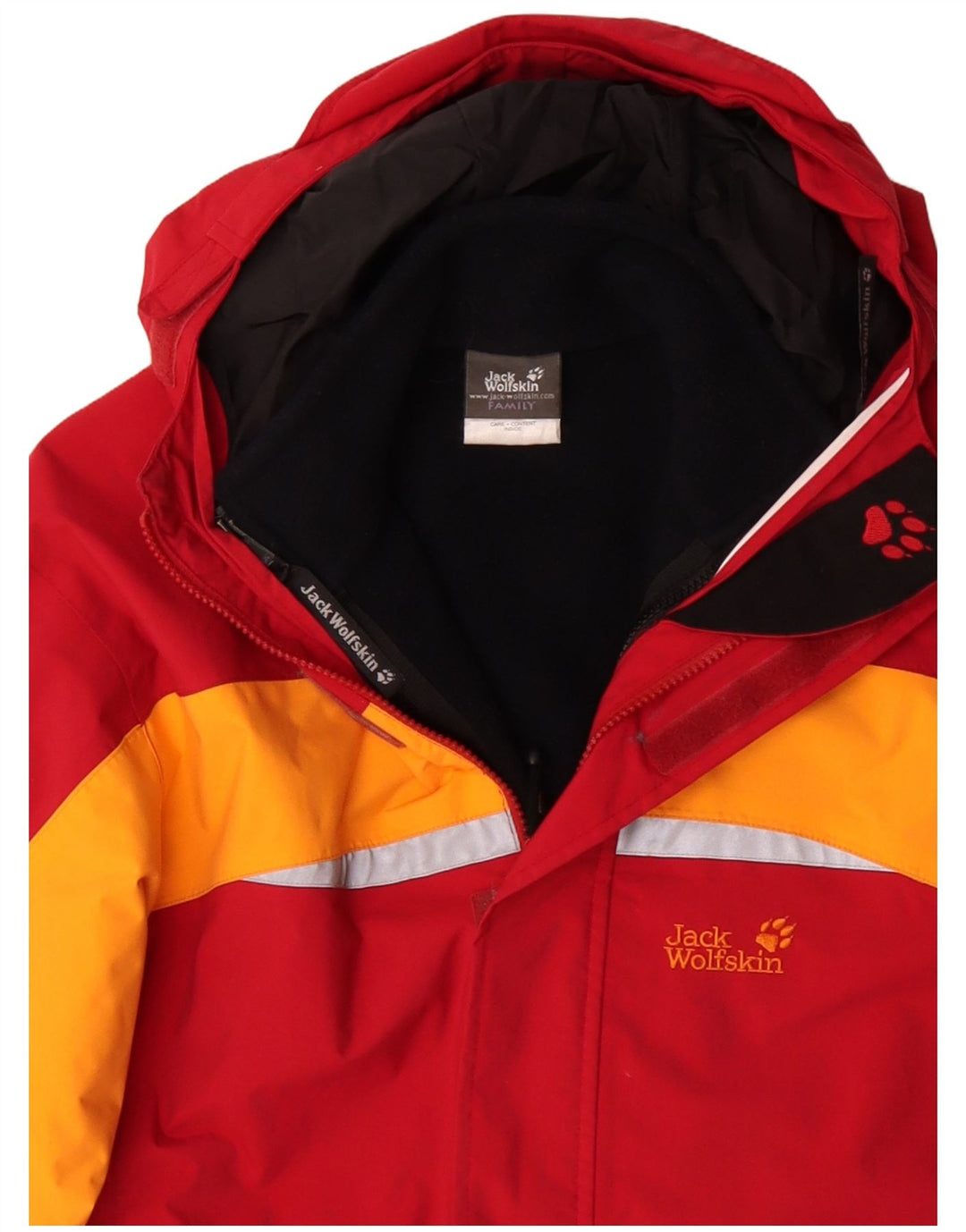 Jack Wolfskin Grafische Windjacke für Jungen, 15–16 Jahre, rotes Farbblockdesign