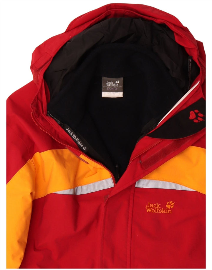 Jack Wolfskin Grafische Windjacke für Jungen, 15–16 Jahre, rotes Farbblockdesign