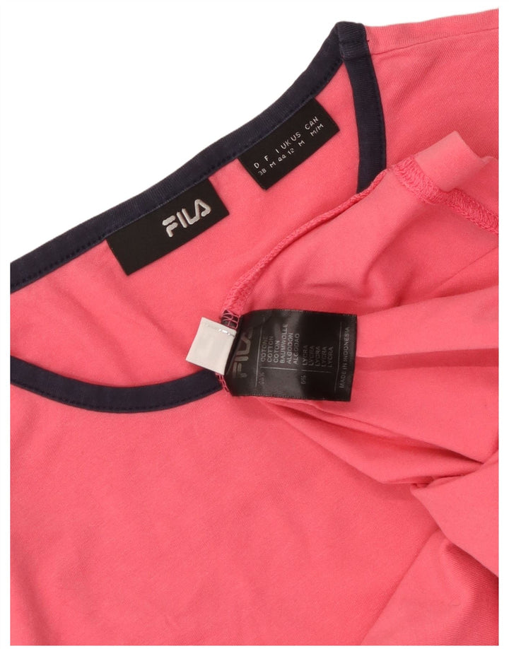 FILA Damen T-Shirt Top UK 12 Mittelrosa Baumwolle