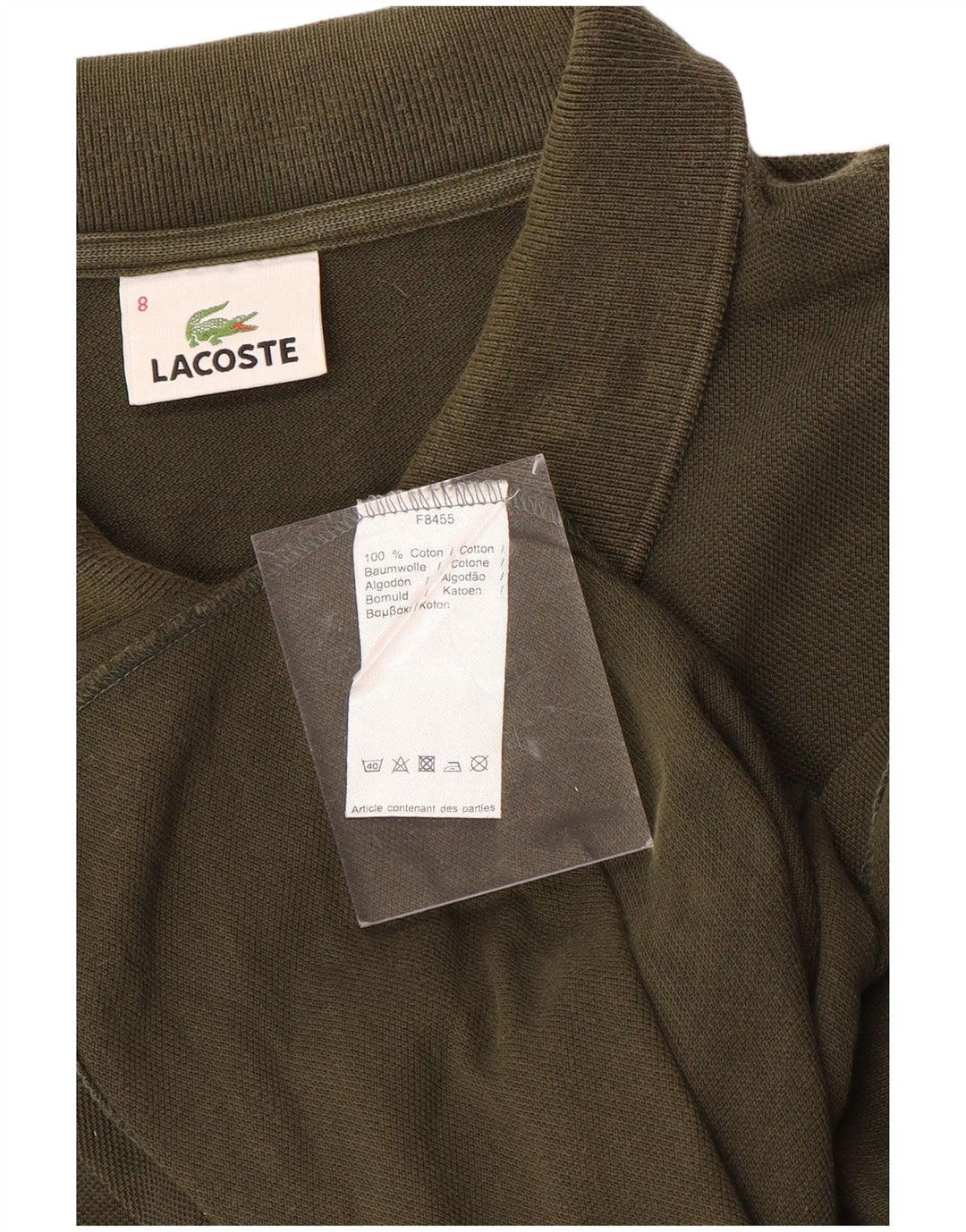 LACOSTE Herren Langarm-Poloshirt Größe 8 3XL Khaki Baumwolle