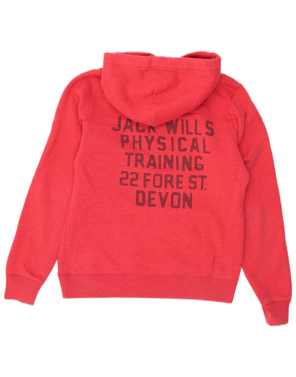 Jack Wills Damen-Kapuzenpullover mit Grafik, UK 12, mittelrote Baumwolle