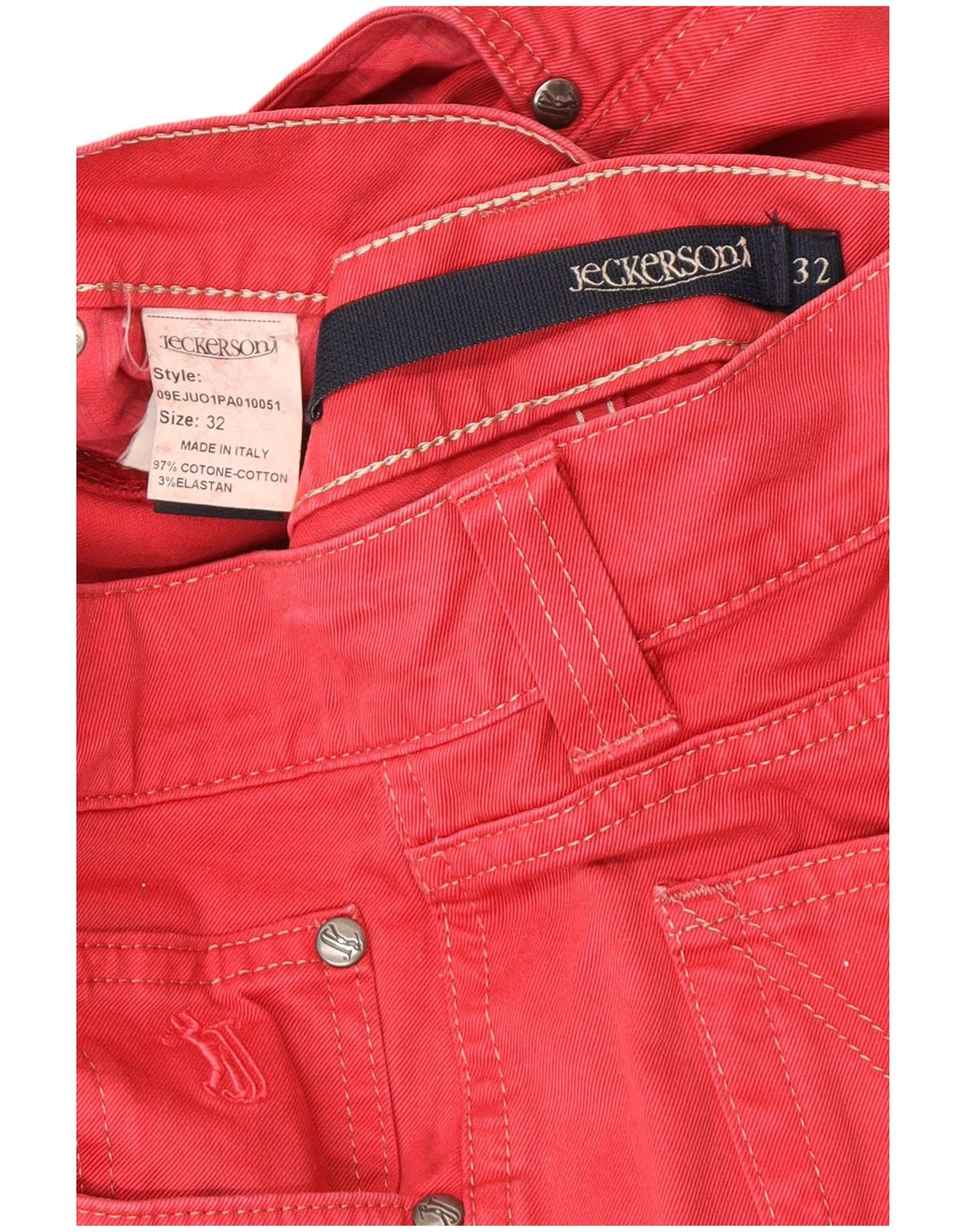 Jeckerson Damen Gerade Freizeithose W32 L34 Rote Baumwolle