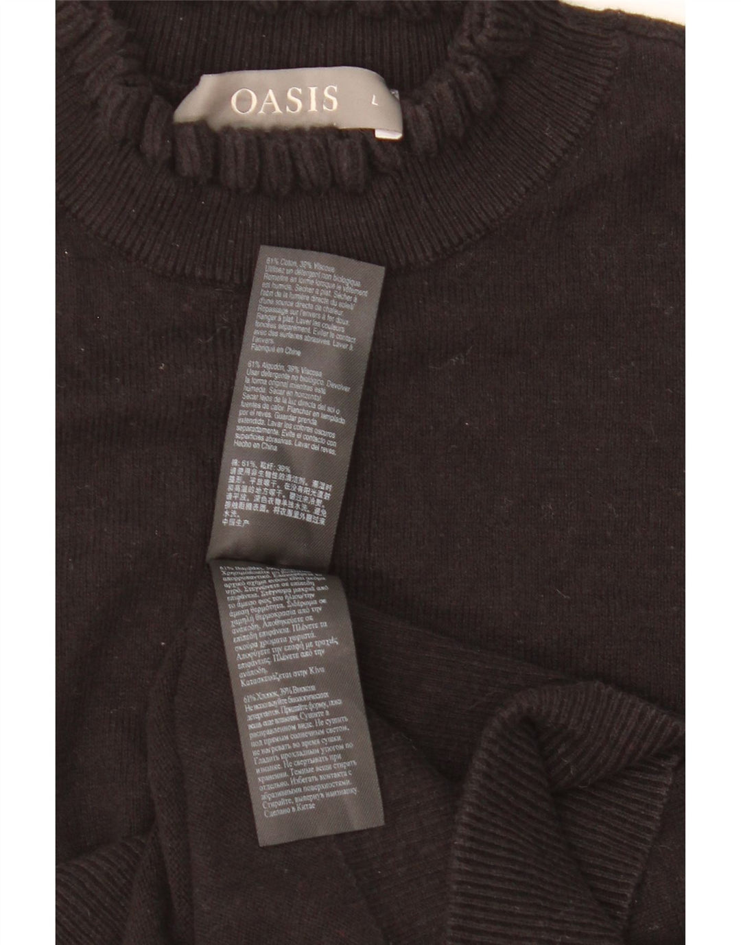 Oasis Damen-Rüschenwesten-Tanktop UK 16 Large Schwarz Baumwolle