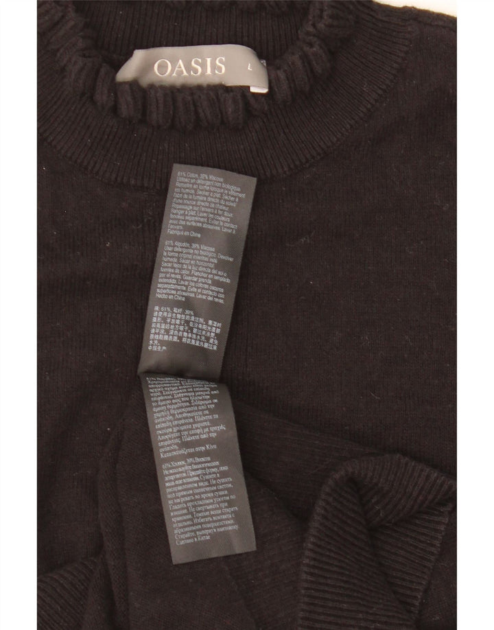 Oasis Damen-Rüschenwesten-Tanktop UK 16 Large Schwarz Baumwolle