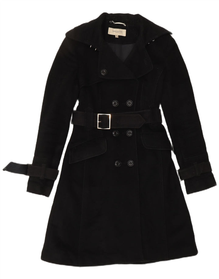 KAREN MILLEN Damen Trenchcoat UK 8 Small Schwarze Wolle