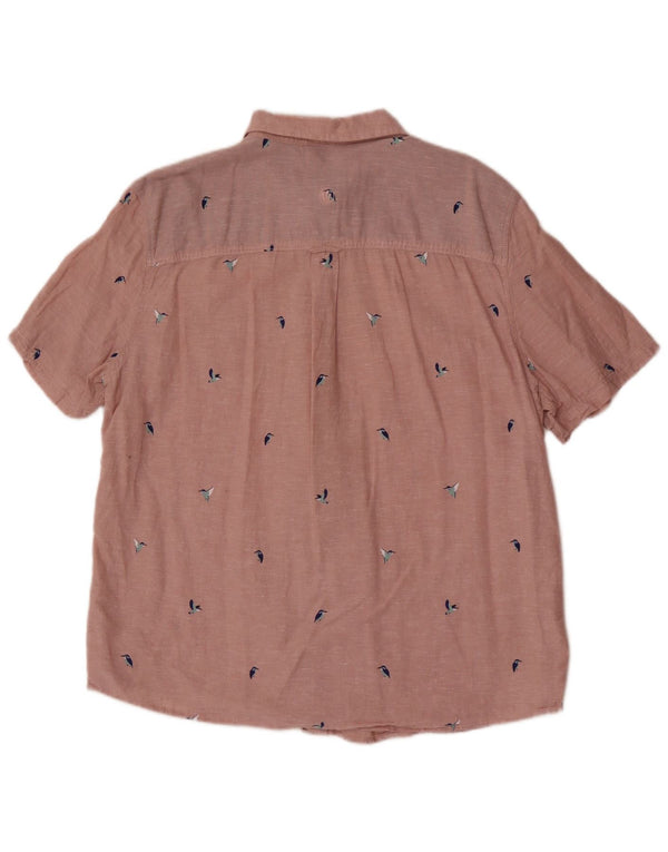 Fat Face Herren-Kurzarmhemd mit normaler Passform, XL, rosa Leinenvogel