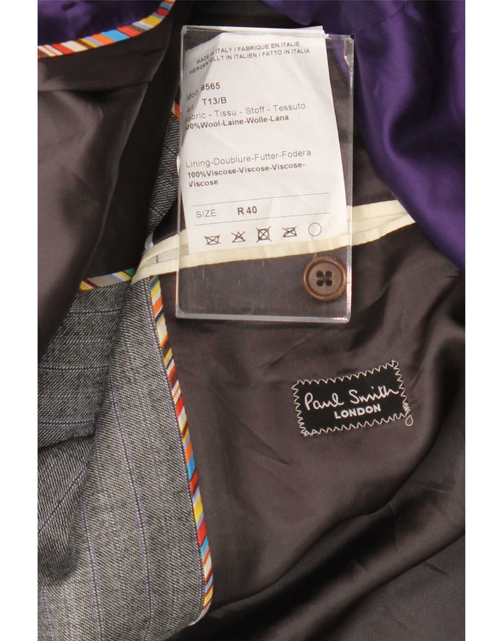 Paul Smith Herren-Blazer mit 2 Knöpfen, UK 40, große graue Nadelstreifenwolle