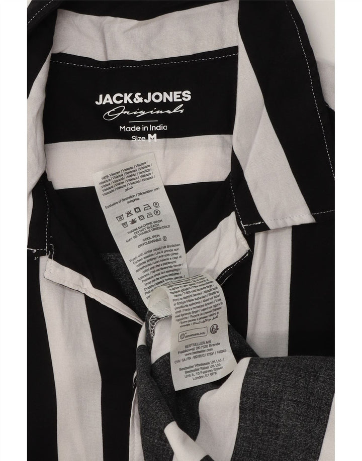 Jack & Jones Herren Kurzarmhemd Mittelschwarz gestreift Viskose
