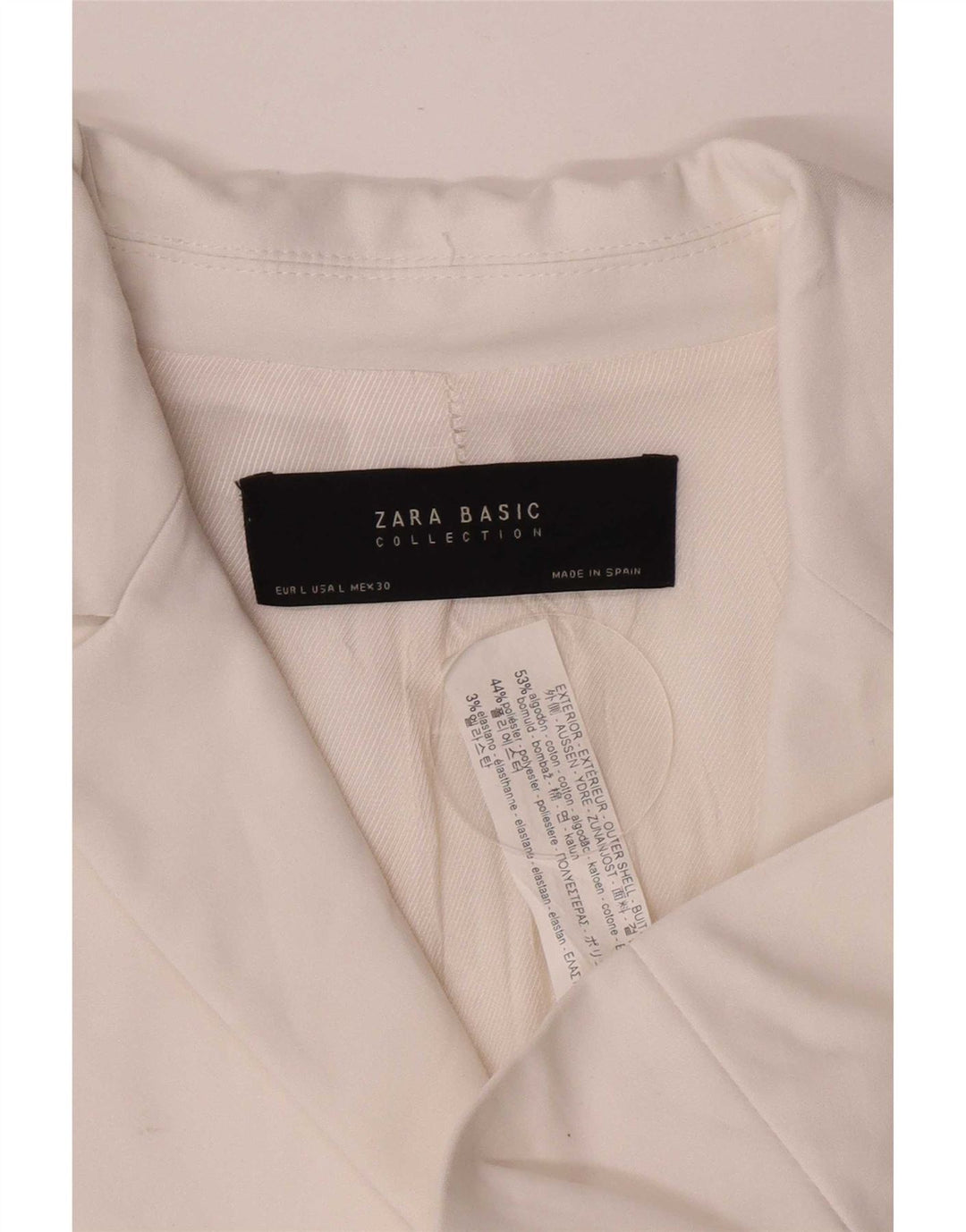 Zara Damen 1-Knopf-Blazerjacke UK 14 Große weiße Baumwolle