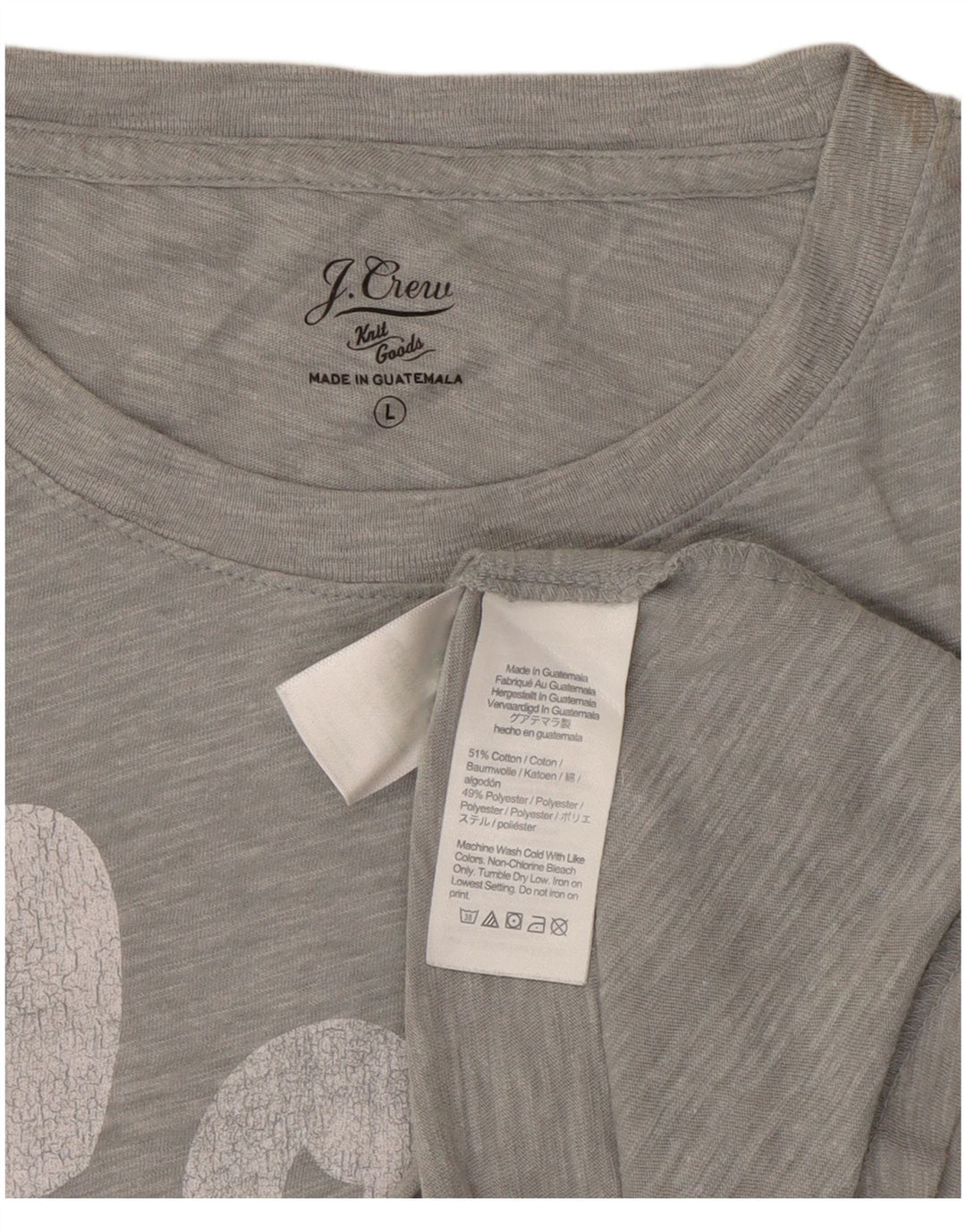 J. CREW Damen Grafik-T-Shirt-Oberteil UK 16 Large Grau Baumwolle