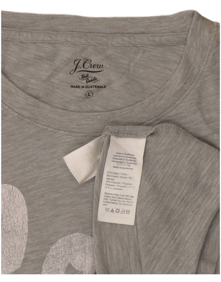J. CREW Damen Grafik-T-Shirt-Oberteil UK 16 Large Grau Baumwolle