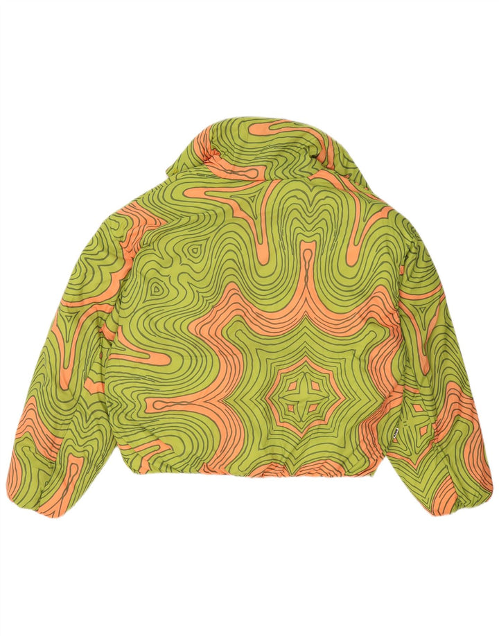 Obey Damen-Übergröße, wattierte Jacke, UK 10, Größe S, grün, geometrisch, Polyester