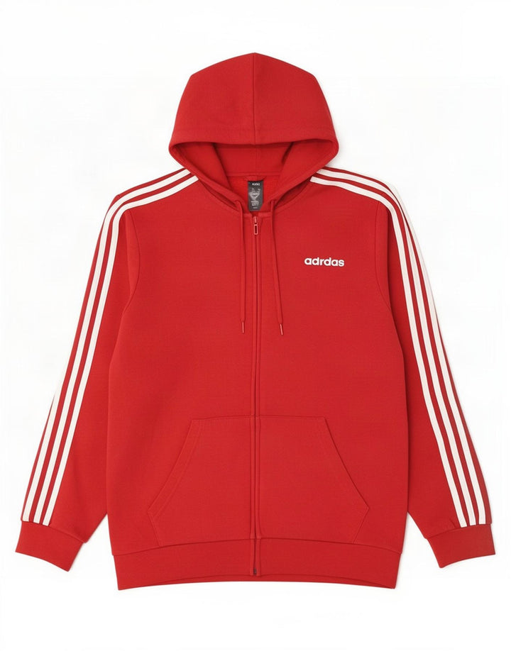 Adidas Herren-Kapuzenpullover mit Reißverschluss, mittelrote Baumwolle