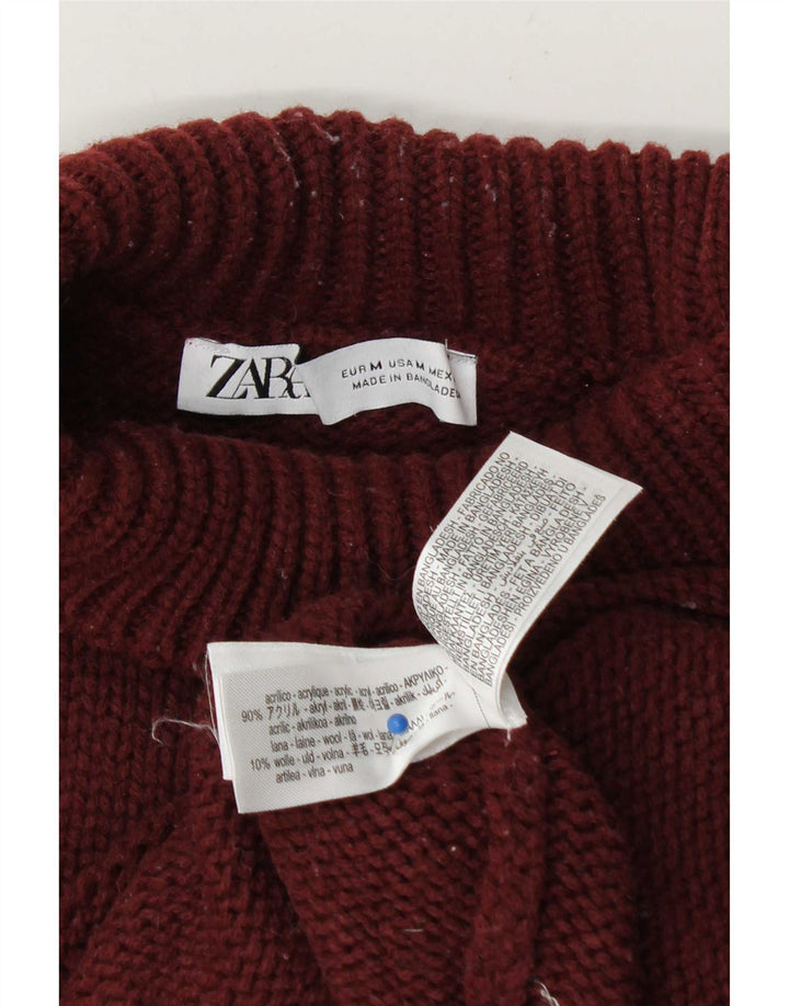 Zara Damen-Pullover mit Rollkragen, übergroß, Gr. 14, mittleres Burgunderrot