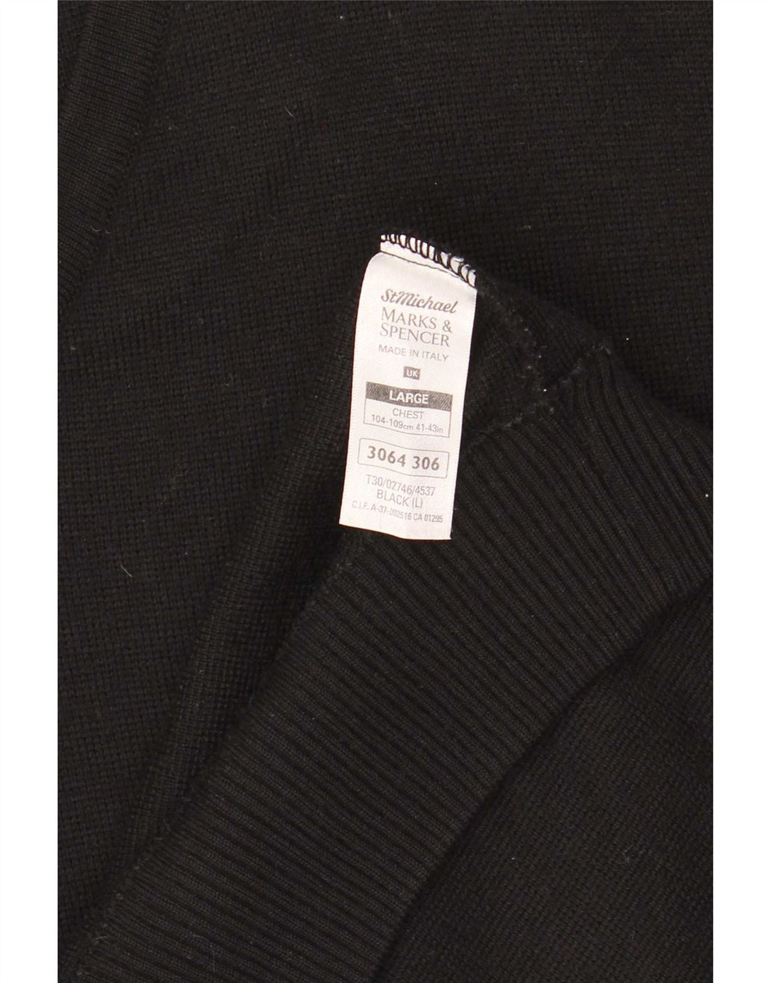 Marks & Spencer Herren-Pullover mit V-Ausschnitt, groß, schwarz gestreift, Wolle