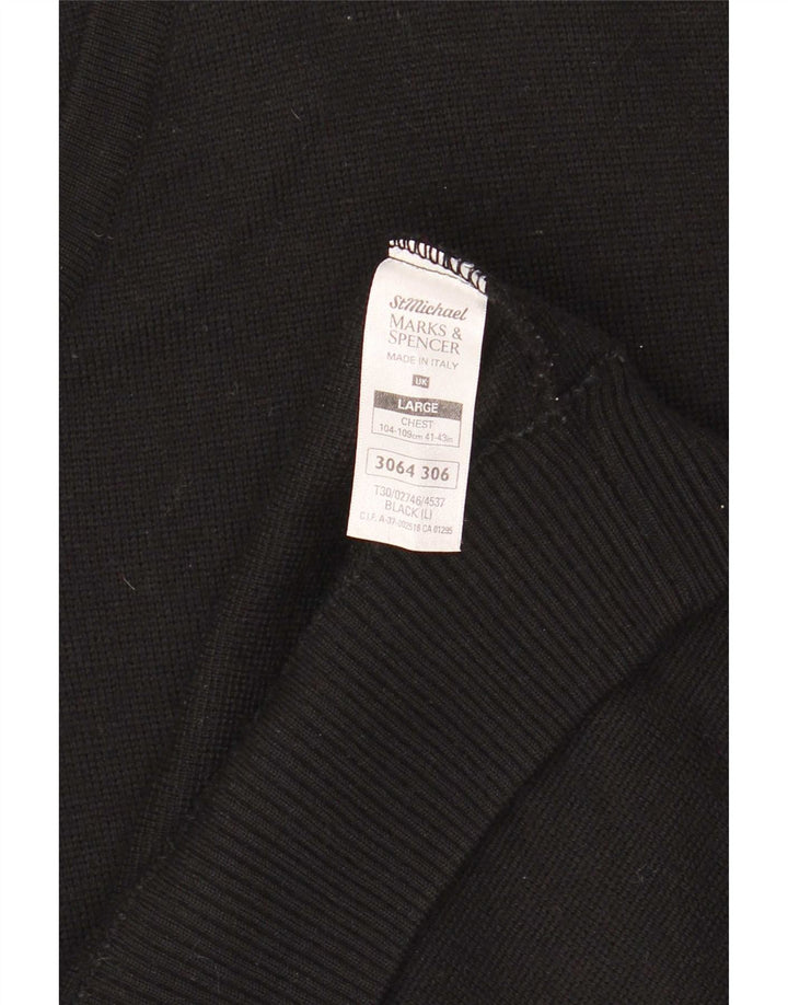 Marks & Spencer Herren-Pullover mit V-Ausschnitt, groß, schwarz gestreift, Wolle