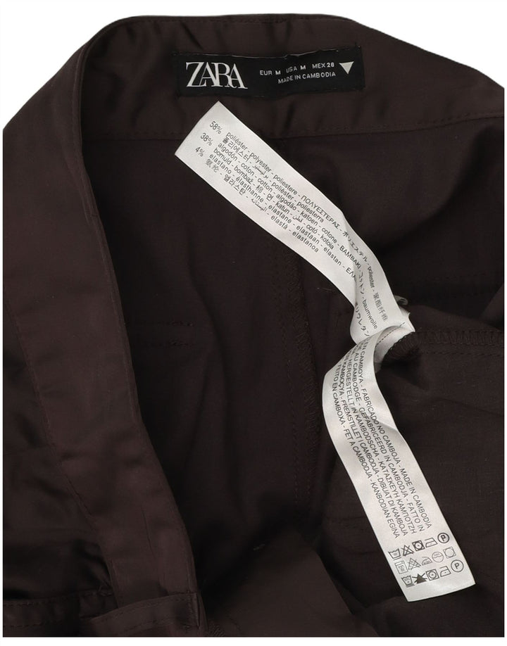 Zara Damen-Cargohose mit weitem Bein, mittelgroß, W28, L32, braun, Polyester