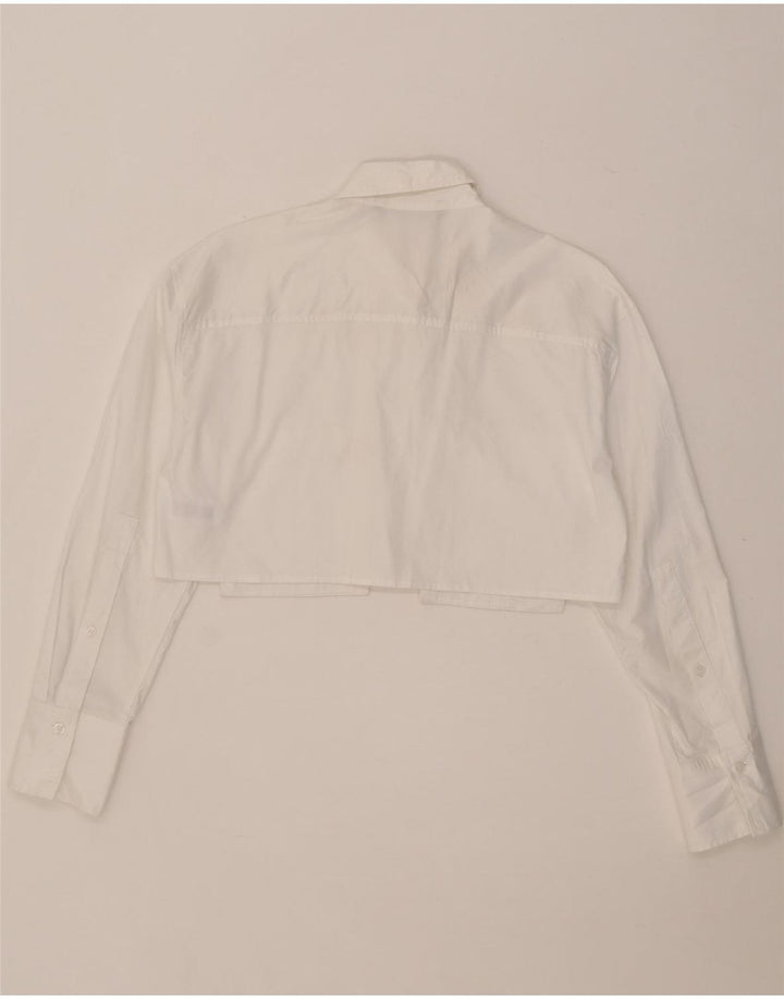 ZARA Damen Crop-Oversize-Hemd UK 6 XS Weiße Baumwolle
