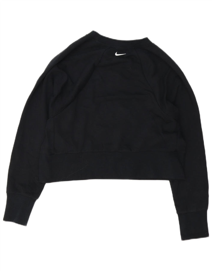 Nike Damen Dri Fit Crop Oversized Sweatshirt Pullover UK 10 Small Schwarz