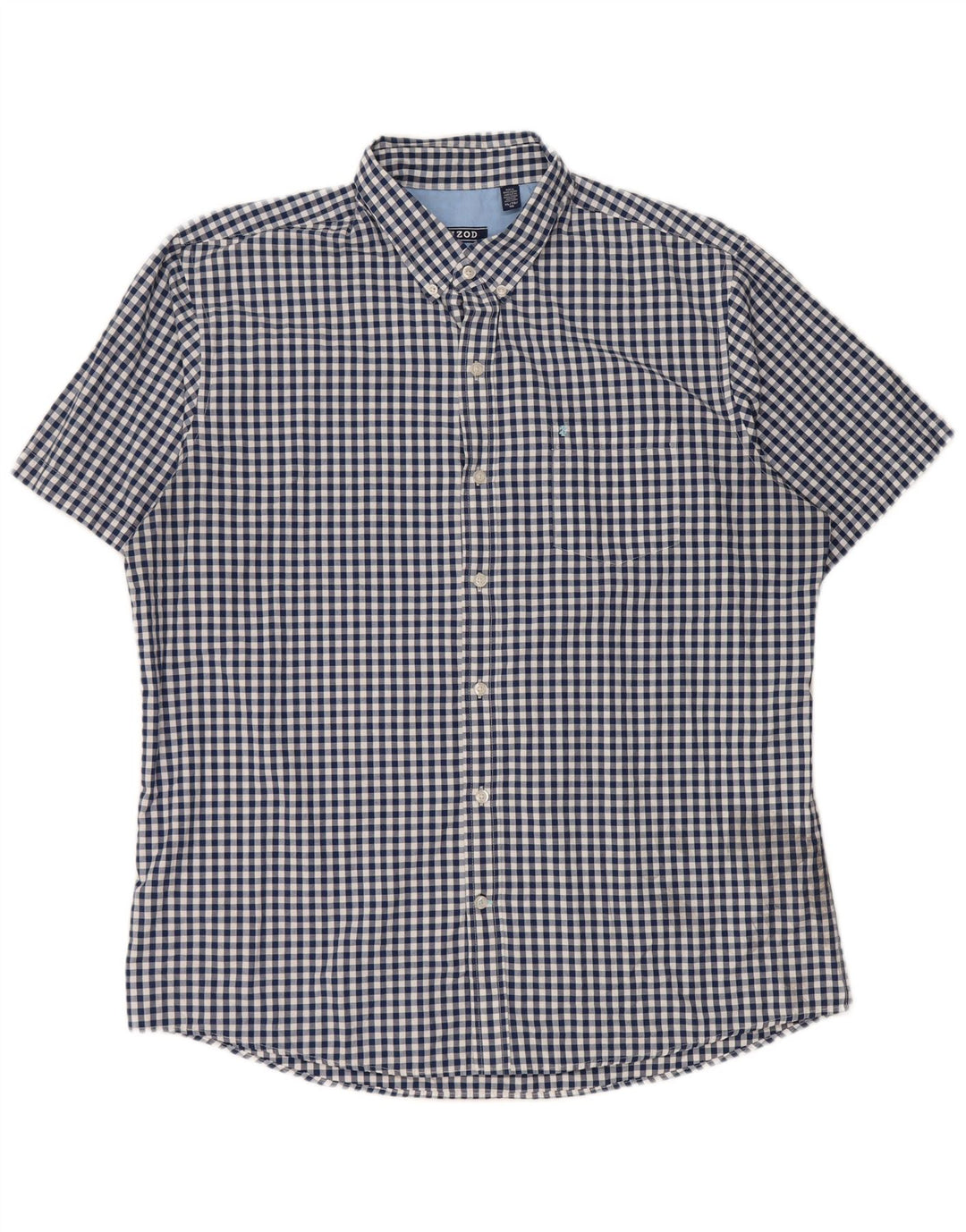 IZOD Herren Kurzarmhemd XL Blau Gingham Baumwolle