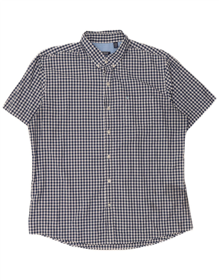 IZOD Herren Kurzarmhemd XL Blau Gingham Baumwolle