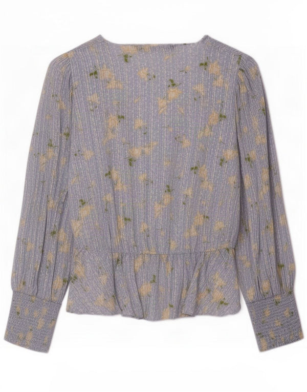 Zara Damen Bluse Top UK 6 XS Blau geblümt