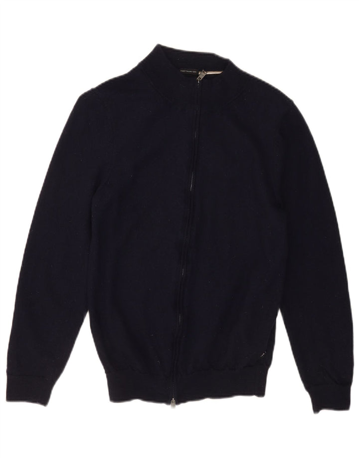 Hugo Boss Damen-Cardigan-Pullover UK 12 Mittelmarineblaue Schurwolle