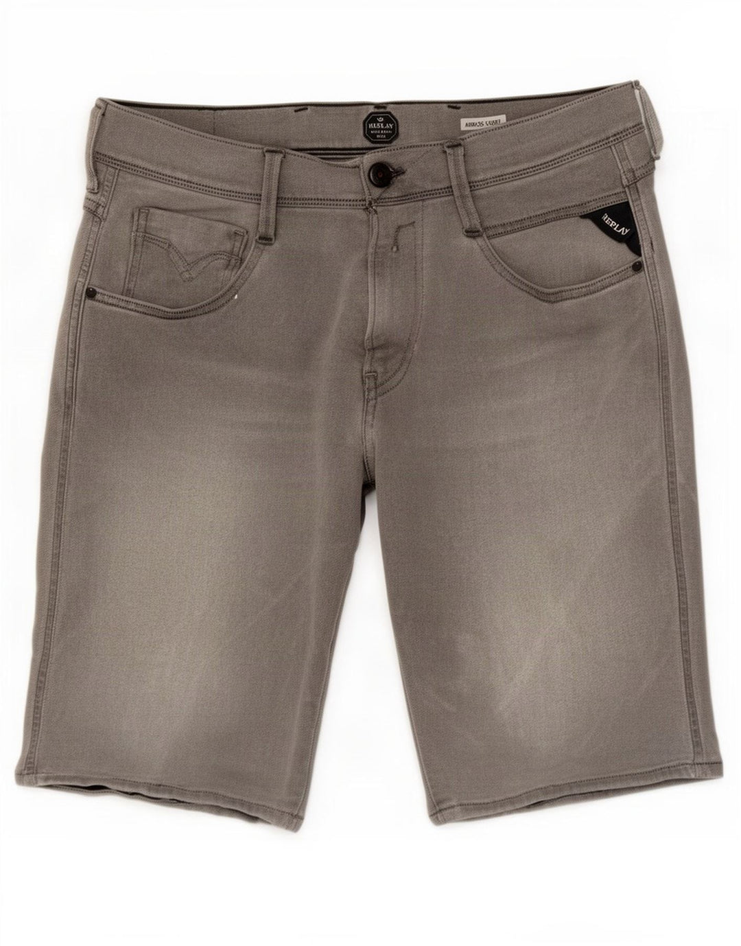 Replay Herren Anbass Denim Shorts W32 mittelgraue Baumwolle