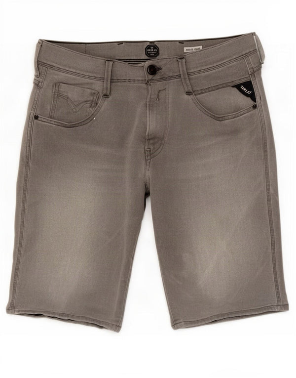 Replay Herren Anbass Denim Shorts W32 mittelgraue Baumwolle