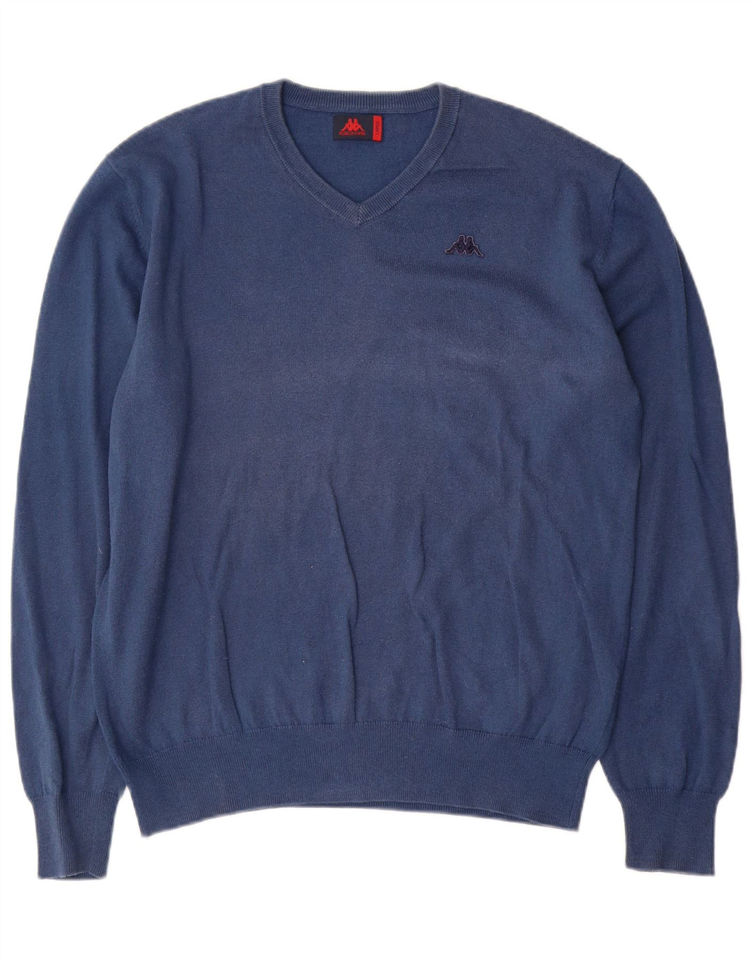 Kappa Herren-Pullover mit V-Ausschnitt, groß, aus blauer Baumwolle