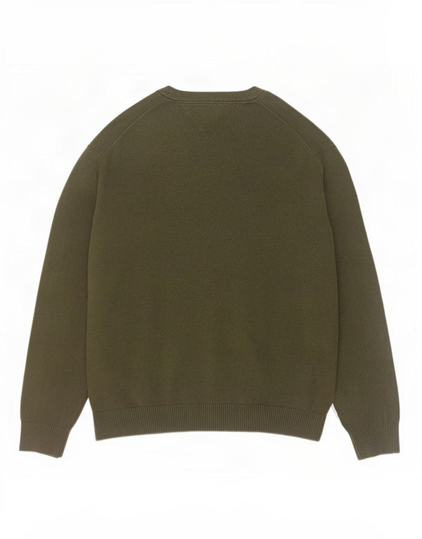 Tommy Hilfiger Herren-Pullover mit V-Ausschnitt, XL, Khaki, Baumwolle