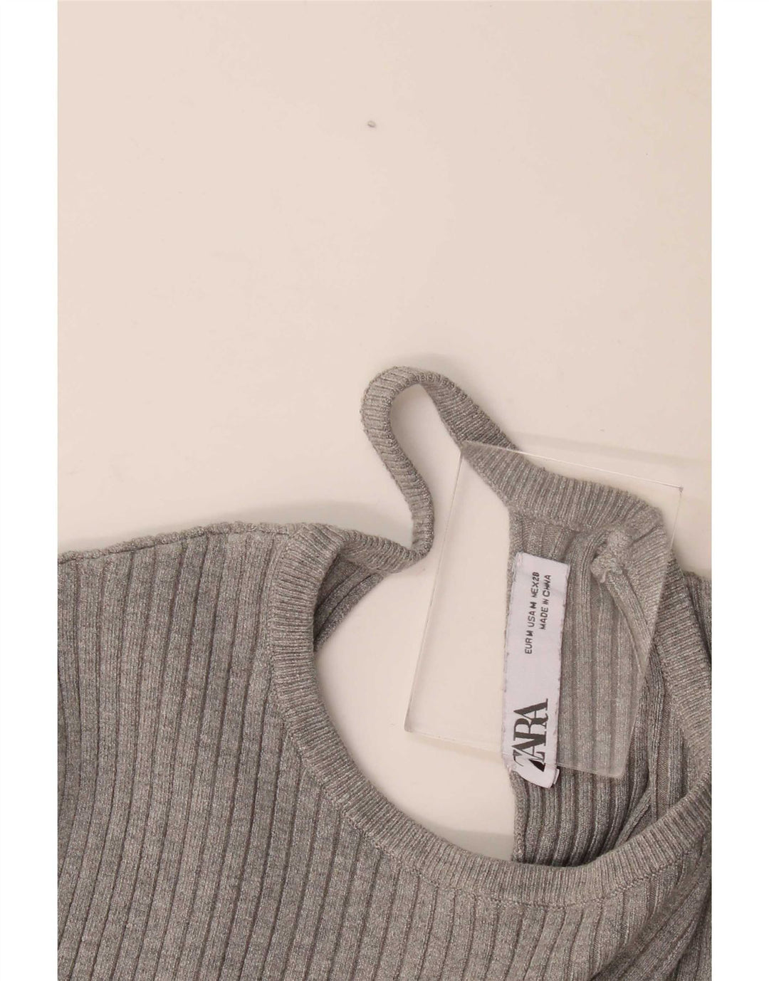 Zara Damen Crop Bluse Top UK 12 Mittelgrau